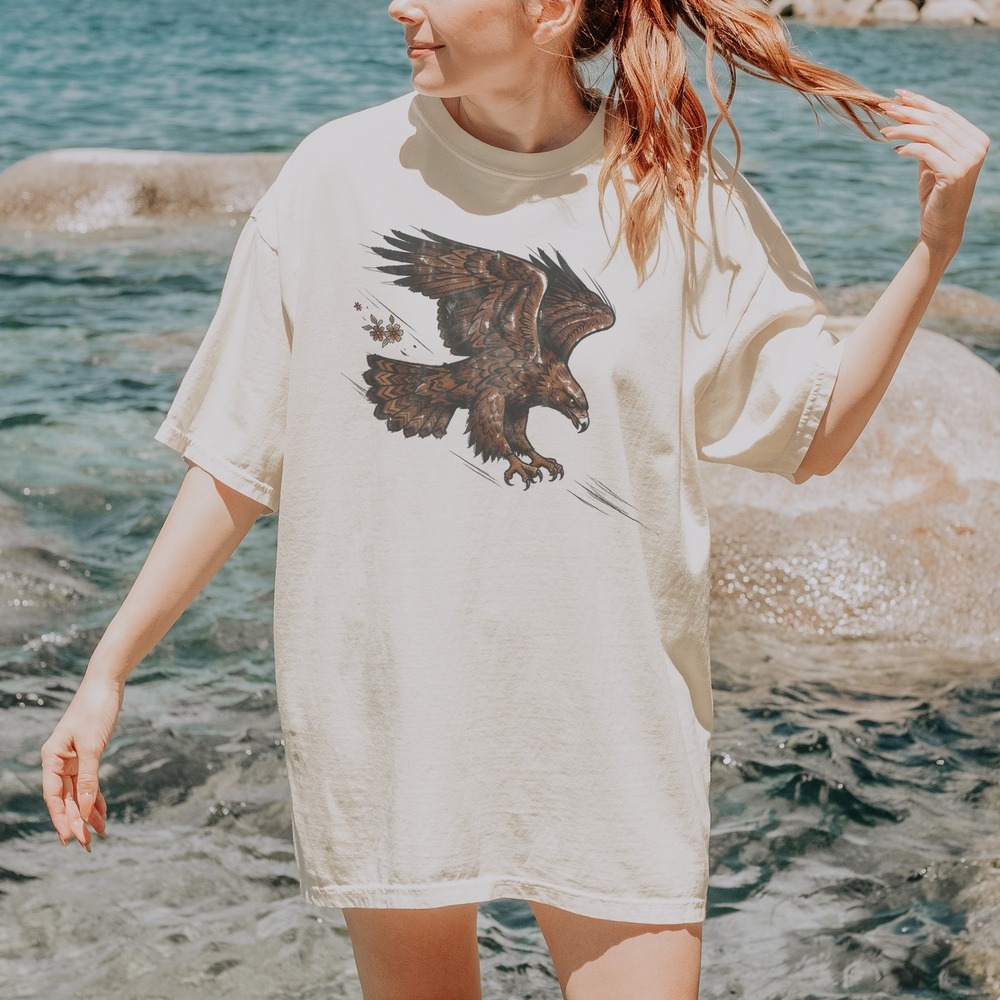 Eagle Diving with Talons Spread Ivory Tee